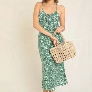Rouje Leafy Green and White Midi Dress